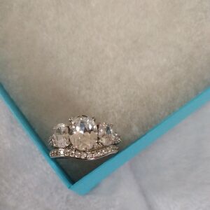 Elegant Silver Triple Stone Ring Set